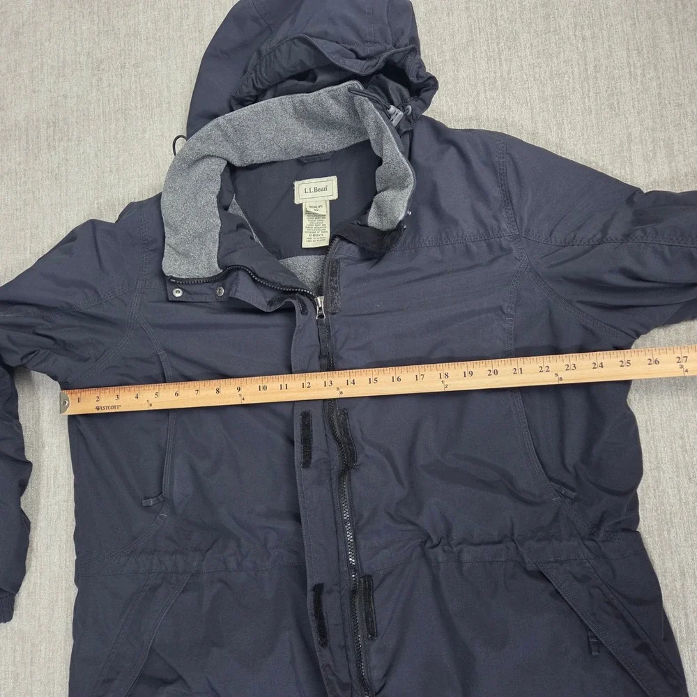 LL Bean Womens 2X Black Quilted Jacket Fleece Lined Hooded Parka 0BDX3